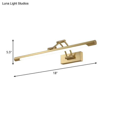 Brass Led Swing Arm Wall Lamp - Minimalistic Vanity Light For Mirror Cabinet
