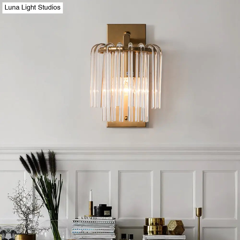 Brass Wall Sconce With Crystal Rod Shade - Modern & Chic Design