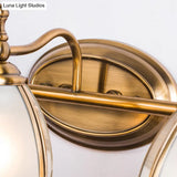 Bronze Colonial-Chic White Glass Scalloped Wall Light For Bathroom Vanity