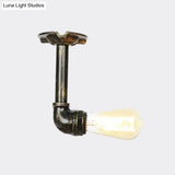Bronze Rustic Water Pipe Semi Flushmount Ceiling Fixture - 1 - Head Metallic Mount