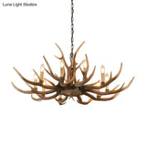Brown Resin Hanging Chandelier Candelabra - 4/6/8-Bulb Traditional Suspension Light For Living Room