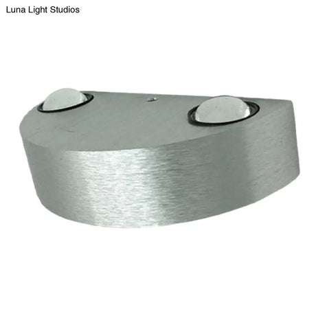 Brushed Silver Led Flush Mount Wall Light - Modern Metallic Semicircle Sconce With Blue/Red/Green