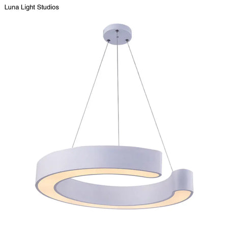 C Shaped Acrylic Led Pendant: Minimalist Black/White Hanging Lamp In Warm/White Light 21.5/31.5 Wide