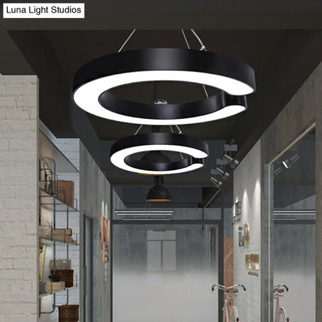 C-Shaped Hanging Led Pendant Lamp In Multiple Sizes & Finishes – Ideal For Minimalist Décor
