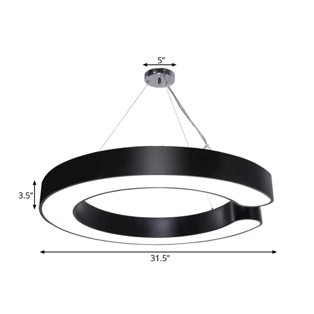 Minimalist Metal Led C-Shaped Hanging Pendant Lamp - 19.5/23.5/31.5 Width (White/Black