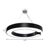 Minimalist Metal Led C-Shaped Hanging Pendant Lamp - 19.5/23.5/31.5 Width (White/Black