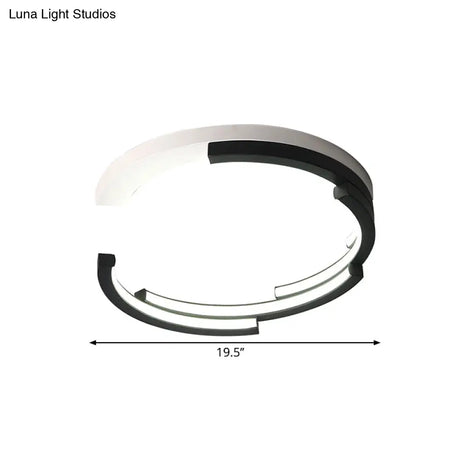 C - Shaped Led Flushmount Ceiling Light – Minimalist Acrylic 16’/19.5’ Wide Black/White 3 Color