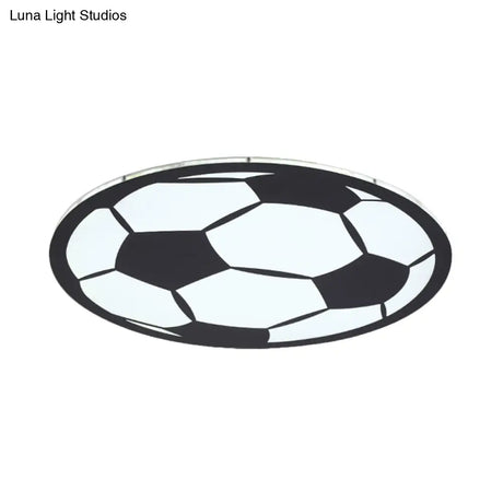 Cartoon Football Led Flush Ceiling Light For Nursery - White/Black/Pink