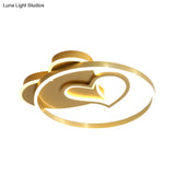 Cartoon Heart Acrylic Flushmount Light With Led Gold Recessed Lighting