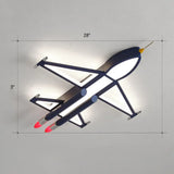 Cartoon Jet Plane Led Flush - Mount Light Fixture For Child Bedroom Ceiling - Blue / White Pointed