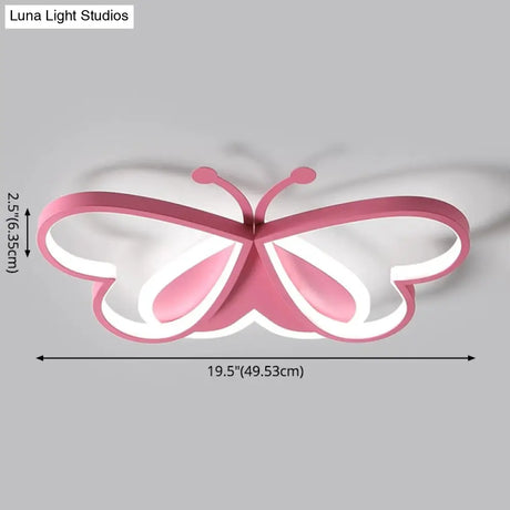 Cartoon Led Butterfly Ceiling Light In Pink Acrylic