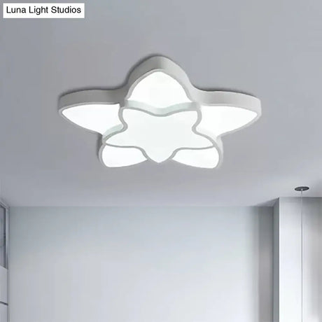 Cartoon Led Flush Mount Light: Vibrant 2-Star Acrylic Ceiling Lamp For Corridor And Kid’s Bedroom
