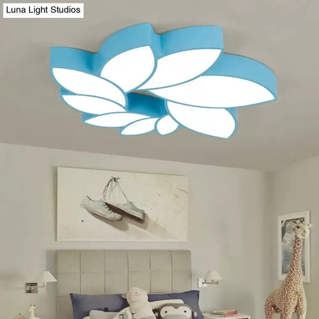 Cartoon Lotus Ceiling Mount Light - Led Flush For Baby Bedroom