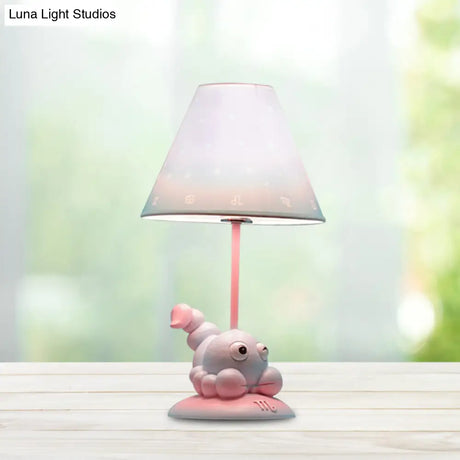 Cartoon Pink Constellation Night Table Light - Resin Lamp With Cone Fabric Shade
