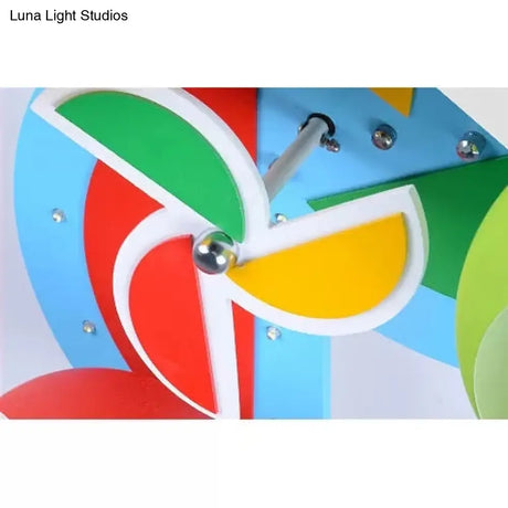 Cartoon Toy Windmill Ceiling Lamp With Globe Shade - Perfect For Kindergarten And Playrooms