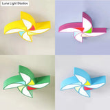 Cartoon Toy Windmill Ceiling Mount Light For Kindergarten – Acrylic And Metal Flush