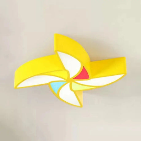 Cartoon Toy Windmill Ceiling Mount Light For Kindergarten – Acrylic And Metal Flush Yellow / White