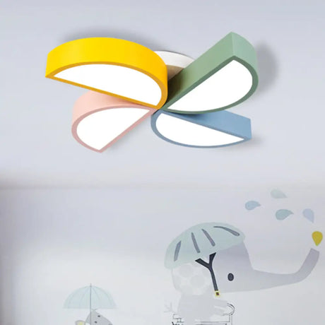 Cartoon Windmill Nursery Ceiling Light In Multi-Color Metal Flush Mount Black-Blue-Yellow / 19.5’