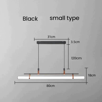 Casia V - Modern Linear LED Bar Pendant Lamp For Dinning Room Kitchen Office Space Black Small type / Cold White