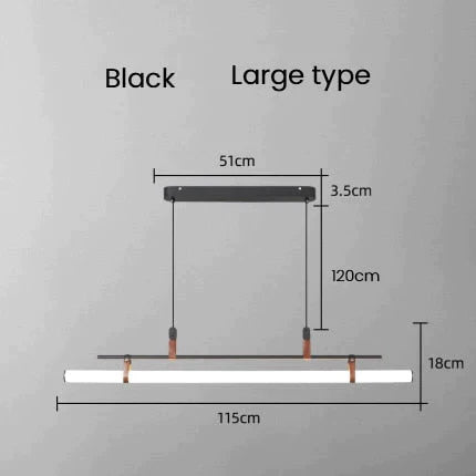 Casia V - Modern Linear LED Bar Pendant Lamp For Dinning Room Kitchen Office Space Black Large type / Cold White