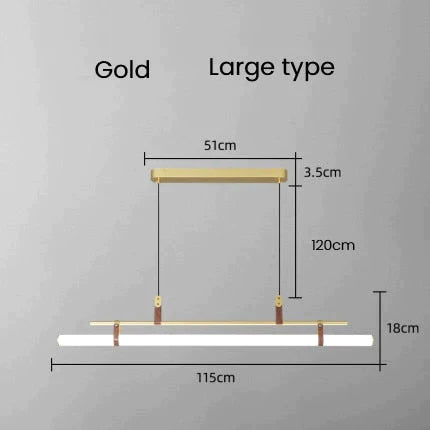 Casia V - Modern Linear LED Bar Pendant Lamp For Dinning Room Kitchen Office Space Gold Large type / Cold White pendant