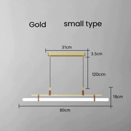 Casia V - Modern Linear LED Bar Pendant Lamp For Dinning Room Kitchen Office Space Gold Small type / Cold White pendant