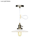 Ceramic Scalloped Edge Industrial Pendant Light With Single Bulb For Dining Rooms In Black Bronze