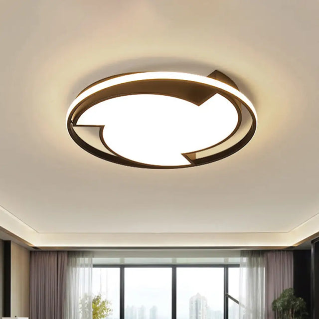 Child Bedroom Cartoon Tornado Led Ceiling Light In Acrylic Black - Flush Lamp