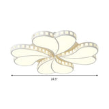 Child Bedroom Heart Flush Ceiling Light: Luxurious White Lamp With Crystal Accents