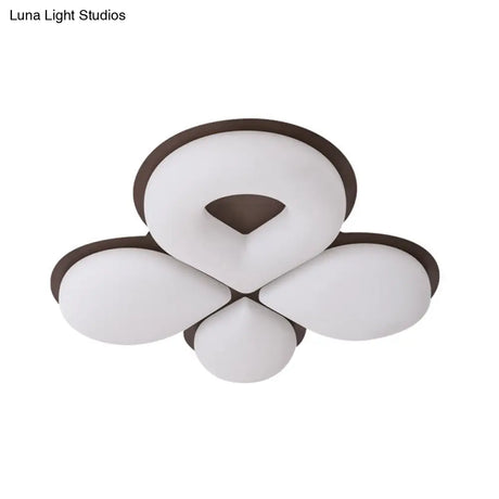 Children’s Bedroom Led Flush Mount Light Fixture In Grey/White/Coffee - Cute Flower Design