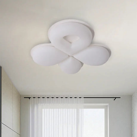 Children’s Bedroom Led Flush Mount Light Fixture In Grey/White/Coffee - Cute Flower Design White
