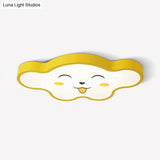Children’s Led Ceiling Light For Kids Bedroom - Cartoon Smile/Dog Design White/Pink/Blue Flush