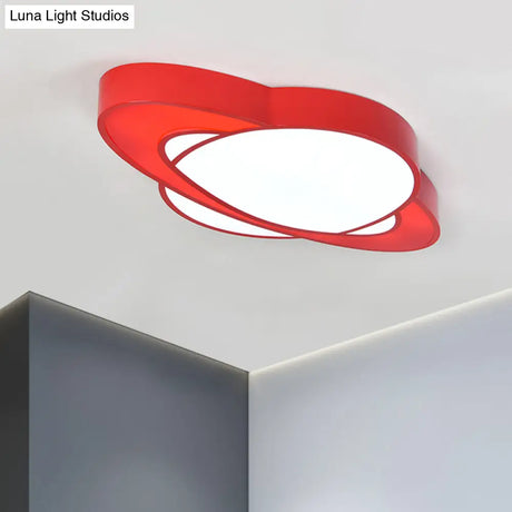 Children’s Style Acrylic Planet Flush Mount Led Ceiling Lamp - Vibrant Red/Yellow/Green Lighting