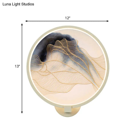Chinese Led Acrylic Mountain Wall Lamp: White Mural Lighting For Living Room
