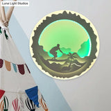 Chinese Style Led Wall Mounted Bedroom Mural Light With Loving Family/Surfing Pattern In