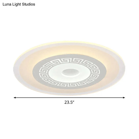 Chinese Style Ultrathin White Disc Led Flush Lamp - 16’/19.5’/23.5’ W Acrylic Ceiling Mount
