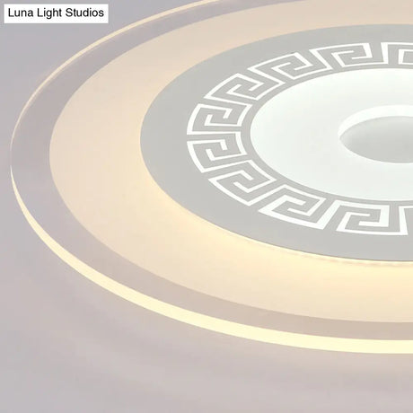 Chinese Style Ultrathin White Disc Led Flush Lamp - 16’/19.5’/23.5’ W Acrylic Ceiling Mount