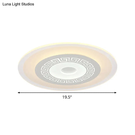 Chinese Style Ultrathin White Disc Led Flush Lamp - 16’/19.5’/23.5’ W Acrylic Ceiling Mount