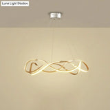 Chrome/Gold Twined Chandelier: Stylish Metal Led Pendant Light For Dining Room - 31/43 Wide