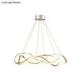 Chrome/Gold Twined Chandelier: Stylish Metal Led Pendant Light For Dining Room - 31/43 Wide