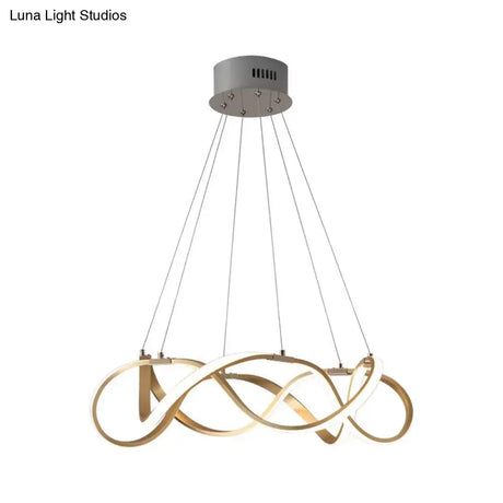 Chrome/Gold Twined Chandelier: Stylish Metal Led Pendant Light For Dining Room - 31/43 Wide