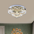Chrome Loving Heart Led Ceiling Fixture With Crystal Block And Multicolor Light / 3 Color