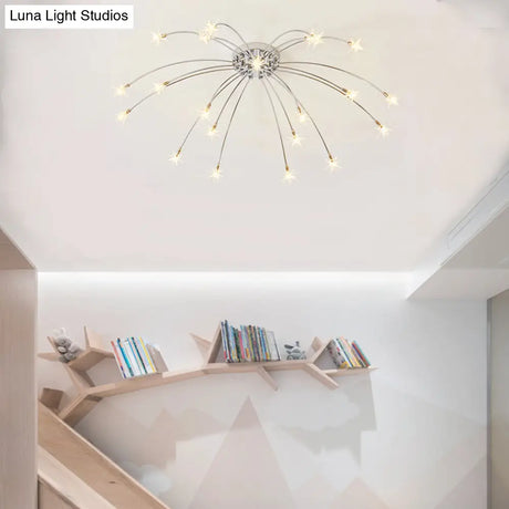 Chrome Semi Flush Ceiling Light: Stunning Fireworks Design For Kindergarten