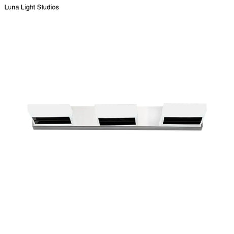 Chrome Wall Sconce With Brick Acrylic Shade For Bathroom Vanity - Choose From 2/3/5 Warm White