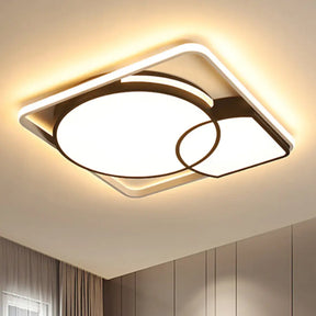 Circle Flushmount Led Light With Acrylic Modern Frame – Warm Or White Black / 16’