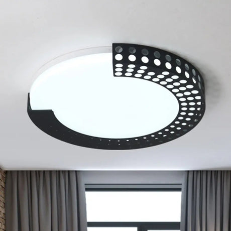 Circle Led Ceiling Light For Baby Room With Half - Ring Acrylic Design Black / 16’ Warm