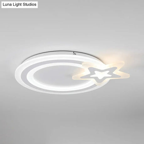 Circle Led Flush Mount Light - Simple Style With Star Acrylic Design Ceiling Lamp For Kindergarten