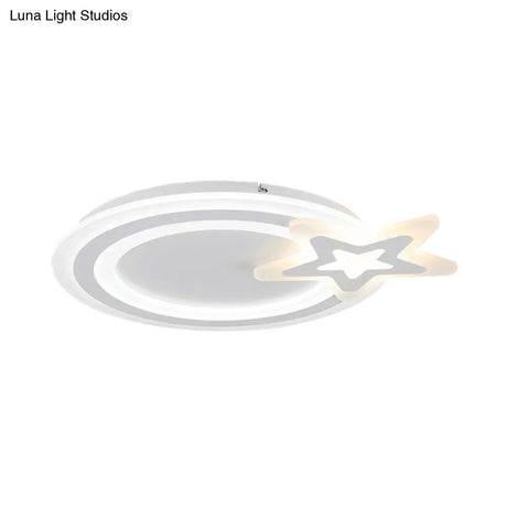 Circle Led Flush Mount Light - Simple Style With Star Acrylic Design Ceiling Lamp For Kindergarten