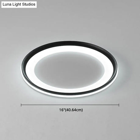 Circle Metal Shade Led Bedroom Flush Mount Ceiling Lamp - Minimalist Style