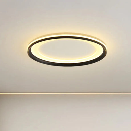 Circle Metal Shade Led Bedroom Flush Mount Ceiling Lamp - Minimalist Style Black / Third Gear